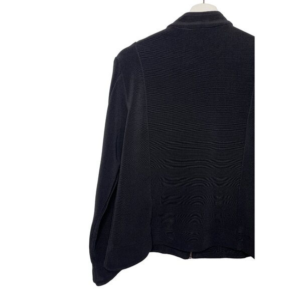 Chicos Black Stretch Zip Jacket Medium Blazer Style Work Casual - Picture 8 of 11